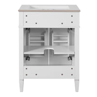 VanityFus 24-in White Bathroom Vanity Undermount Single Sink Combo with 2 Soft Close with Ceramic Tops 1 Drawer Adjustable Shelves