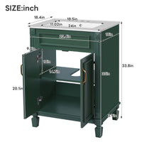 VanityFus 24-in Green Bathroom Vanity Undermount Single Sink Combo with 2 Soft Close with Ceramic Tops Adjustable Shelves