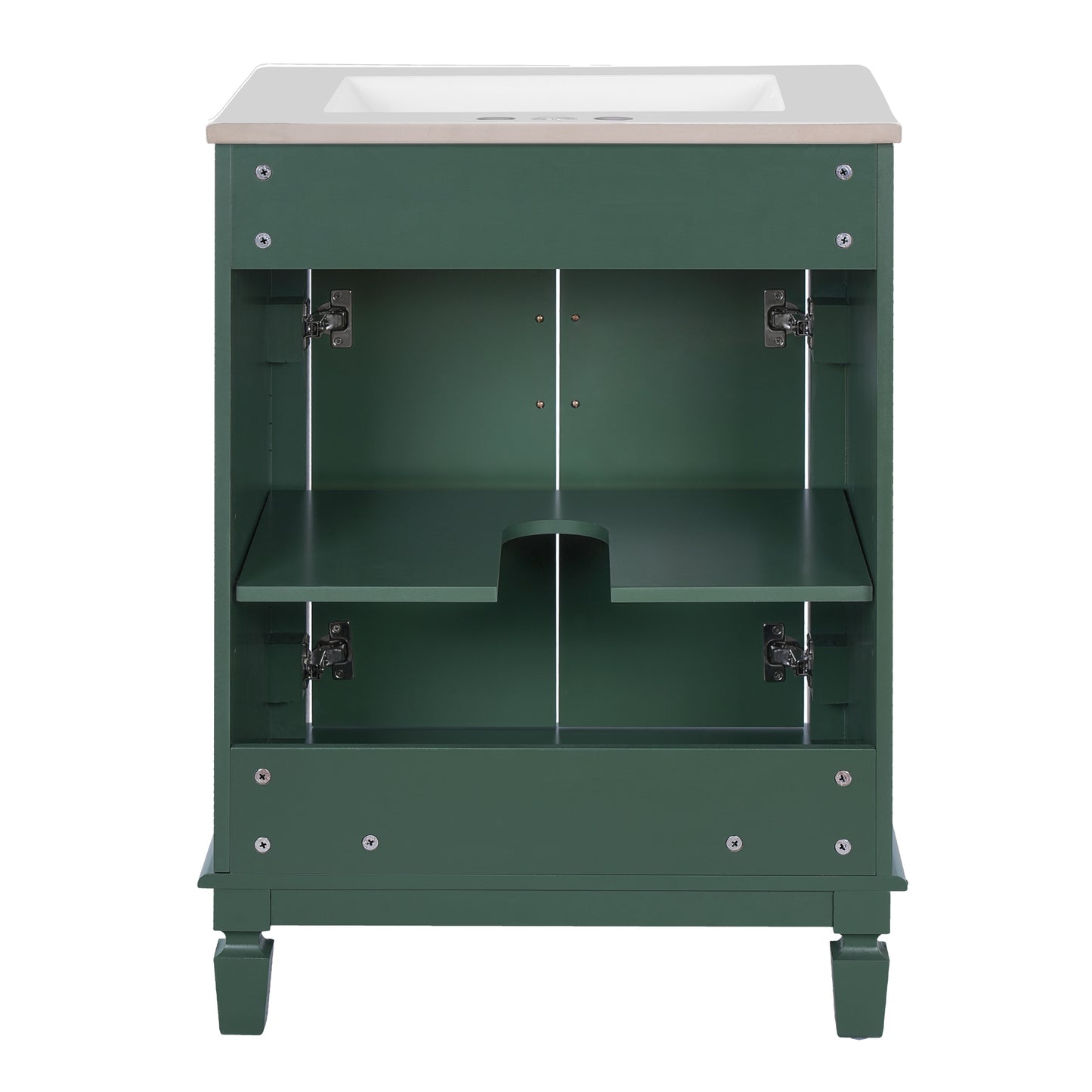 VanityFus 24-in Green Bathroom Vanity Undermount Single Sink Combo with 2 Soft Close with Ceramic Tops Adjustable Shelves