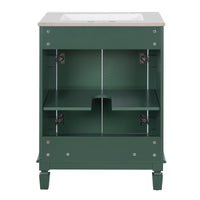 VanityFus 24-in Green Bathroom Vanity Undermount Single Sink Combo with 2 Soft Close with Ceramic Tops Adjustable Shelves