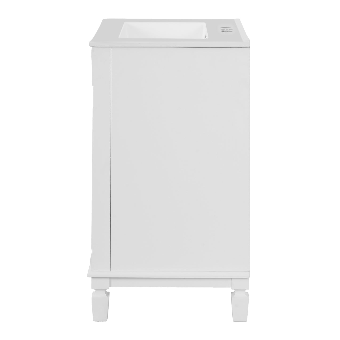 VanityFus 24-in White Bathroom Vanity Undermount Single Sink Combo with 2 Soft Close with Ceramic Tops Adjustable Shelves