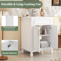 VanityFus 24-in White Bathroom Vanity Undermount Single Sink Combo with 2 Soft Close with Ceramic Tops Adjustable Shelves