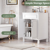 VanityFus 24-in White Bathroom Vanity Undermount Single Sink Combo with 2 Soft Close with Ceramic Tops Adjustable Shelves