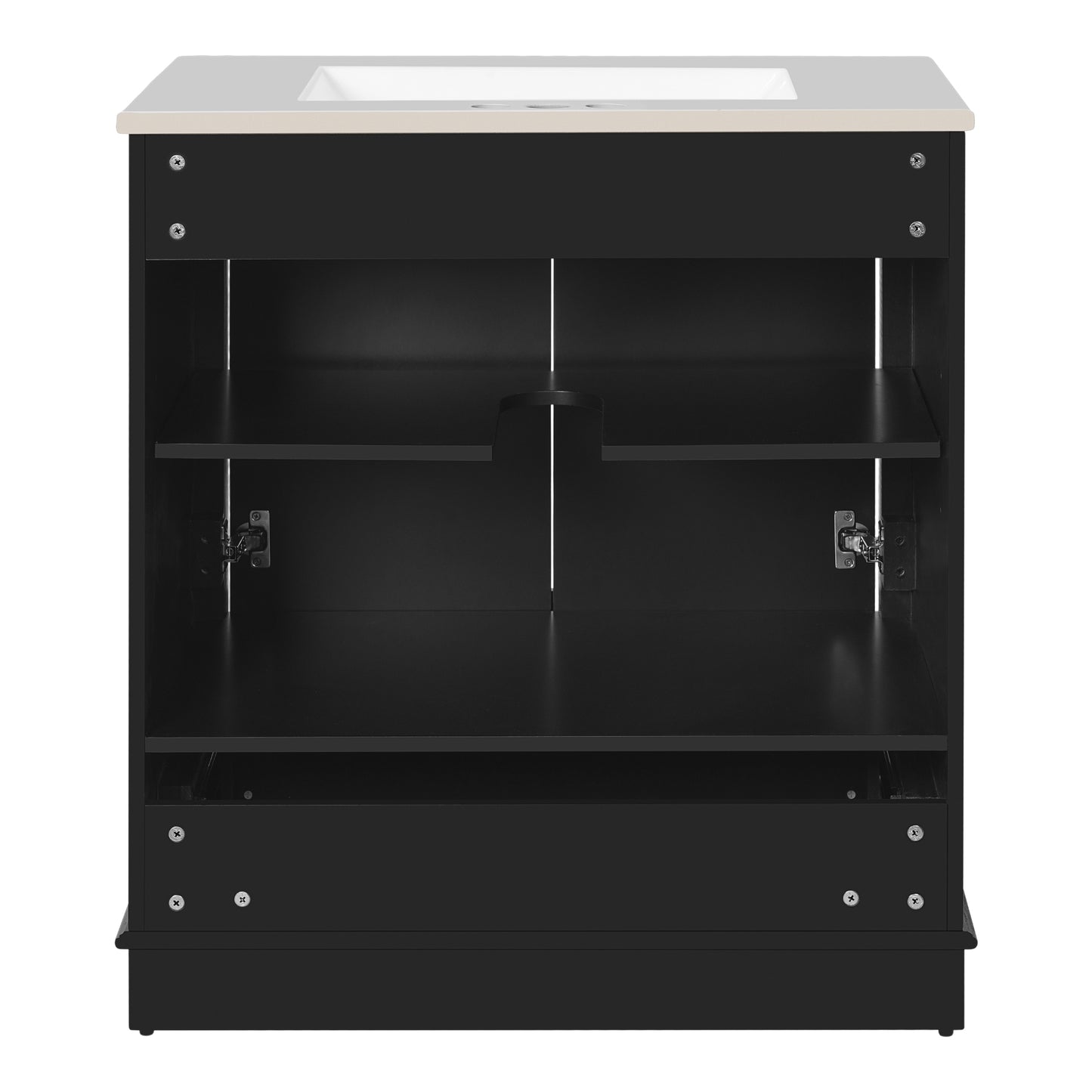 VanityFus 30.5-in Black Single Sink Bathroom Vanity with Ceramic Top Undermount 2 Soft-Closing Doors 1 Drawer Adjustable Shelves
