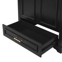 VanityFus 30.5-in Black Single Sink Bathroom Vanity with Ceramic Top Undermount 2 Soft-Closing Doors 1 Drawer Adjustable Shelves