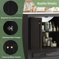 VanityFus 30.5-in Black Single Sink Bathroom Vanity with Ceramic Top Undermount 2 Soft-Closing Doors 1 Drawer Adjustable Shelves