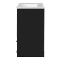 VanityFus 30.5-in Black Single Sink Bathroom Vanity with Ceramic Top Undermount 2 Soft-Closing Doors 1 Drawer Adjustable Shelves