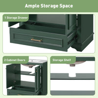 VanityFus 30.5-in Green Single Sink Bathroom Vanity with Ceramic Top Undermount 2 Soft-Closing Doors 1 Drawer Adjustable Shelves
