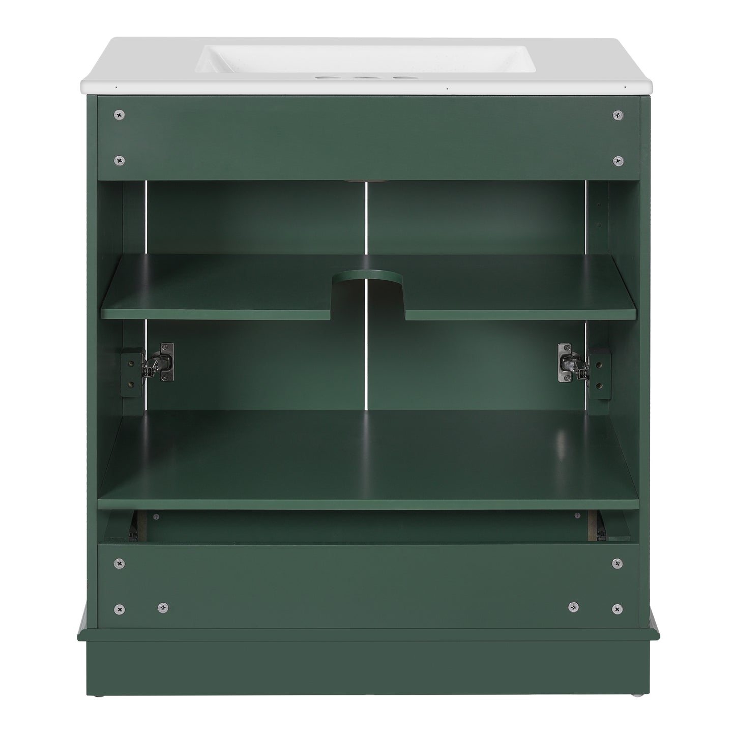 VanityFus 30.5-in Green Single Sink Bathroom Vanity with Ceramic Top Undermount 2 Soft-Closing Doors 1 Drawer Adjustable Shelves