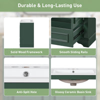 VanityFus 30.5-in Green Single Sink Bathroom Vanity with Ceramic Top Undermount 2 Soft-Closing Doors 1 Drawer Adjustable Shelves