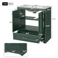 VanityFus 30.5-in Green Single Sink Bathroom Vanity with Ceramic Top Undermount 2 Soft-Closing Doors 1 Drawer Adjustable Shelves