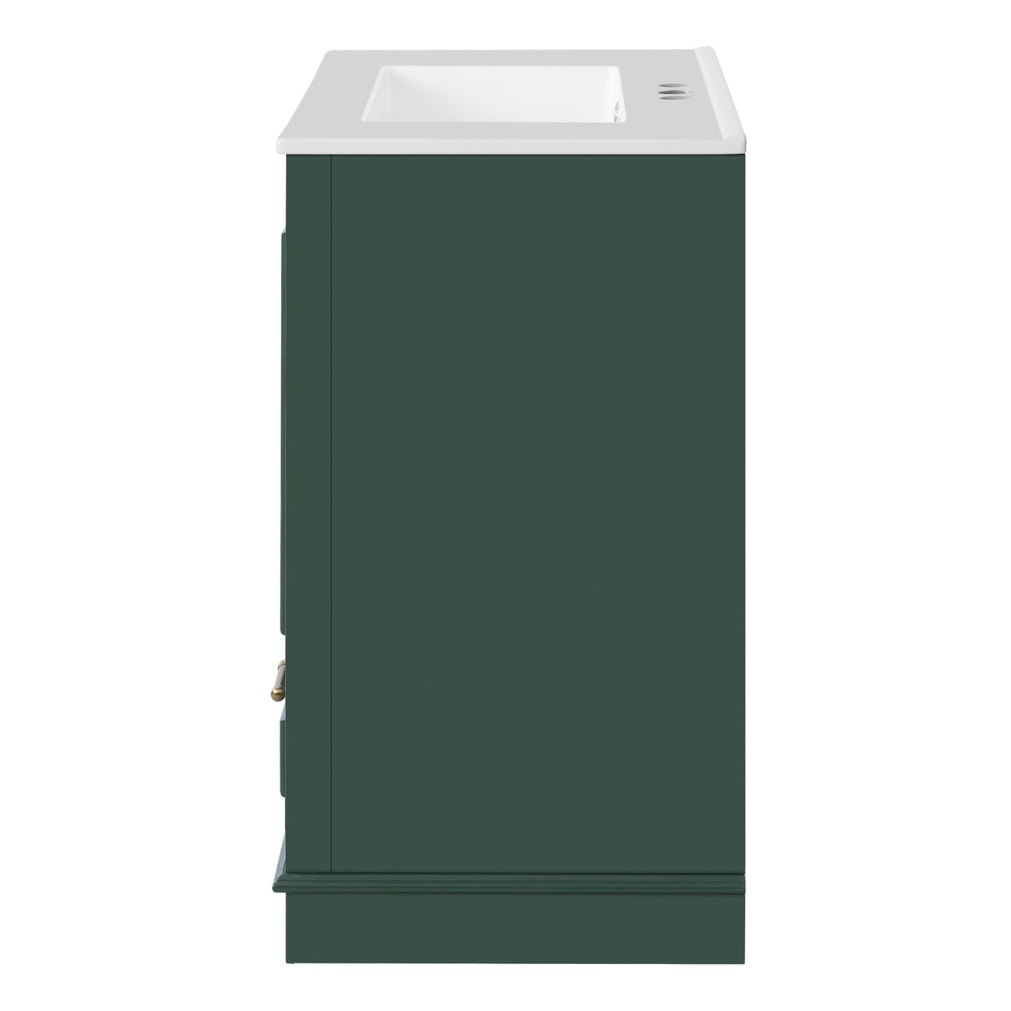 VanityFus 30.5-in Green Single Sink Bathroom Vanity with Ceramic Top Undermount 2 Soft-Closing Doors 1 Drawer Adjustable Shelves