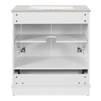 VanityFus 30.5-in White Single Sink Bathroom Vanity with Ceramic Top Undermount 2 Soft-Closing Doors 1 Drawer Adjustable Shelves