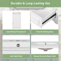 VanityFus 30.5-in White Single Sink Bathroom Vanity with Ceramic Top Undermount 2 Soft-Closing Doors 1 Drawer Adjustable Shelves