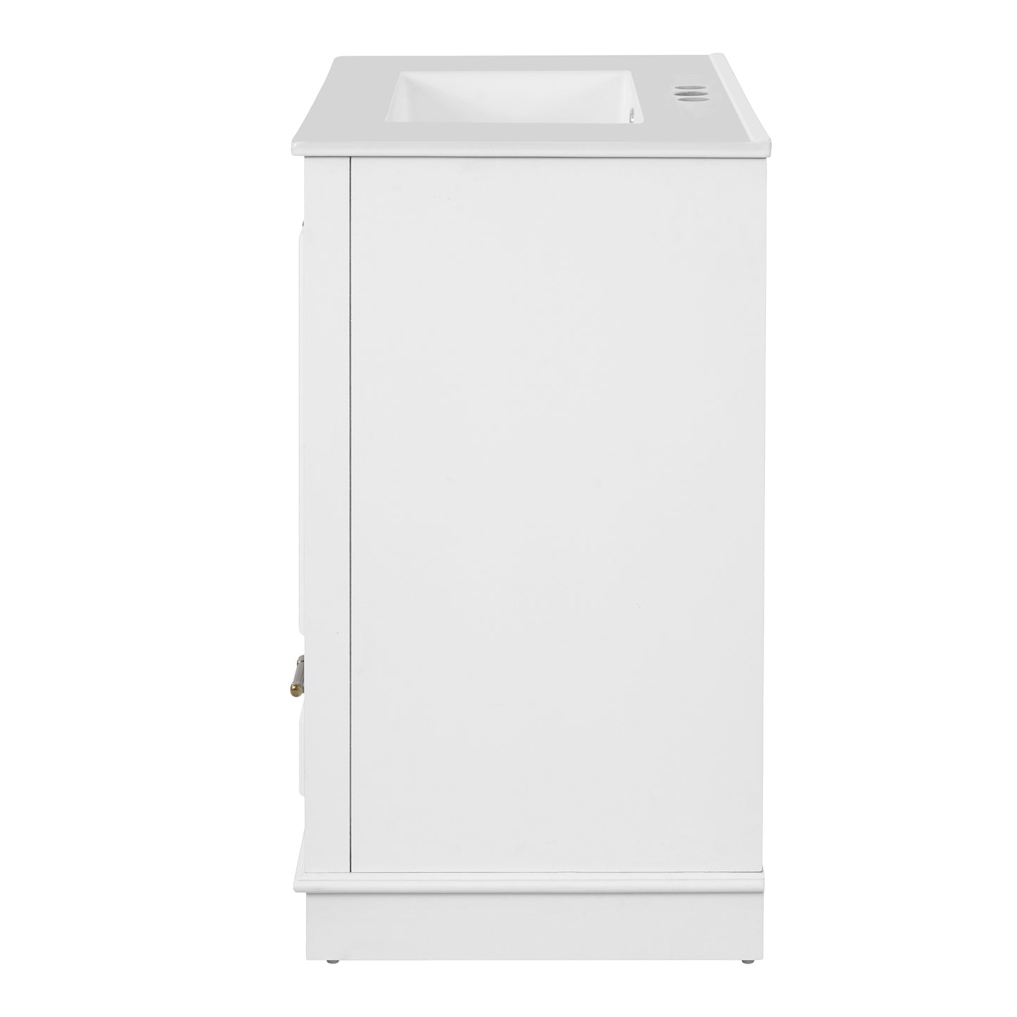 VanityFus 30.5-in White Single Sink Bathroom Vanity with Ceramic Top Undermount 2 Soft-Closing Doors 1 Drawer Adjustable Shelves