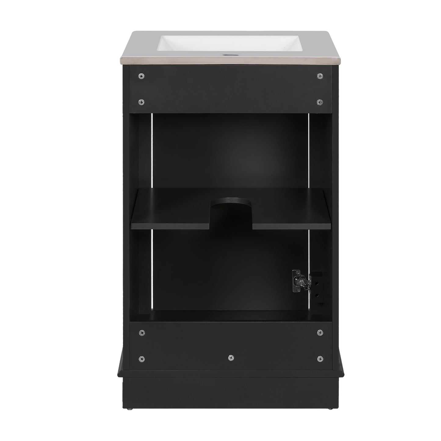 VanityFus 20.1-in Black Bathroom Vanity Undermount Single Sink Combo with 1 Soft Close with Ceramic Top Adjustable Shelves