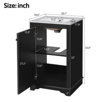 VanityFus 20.1-in Black Bathroom Vanity Undermount Single Sink Combo with 1 Soft Close with Ceramic Top Adjustable Shelves
