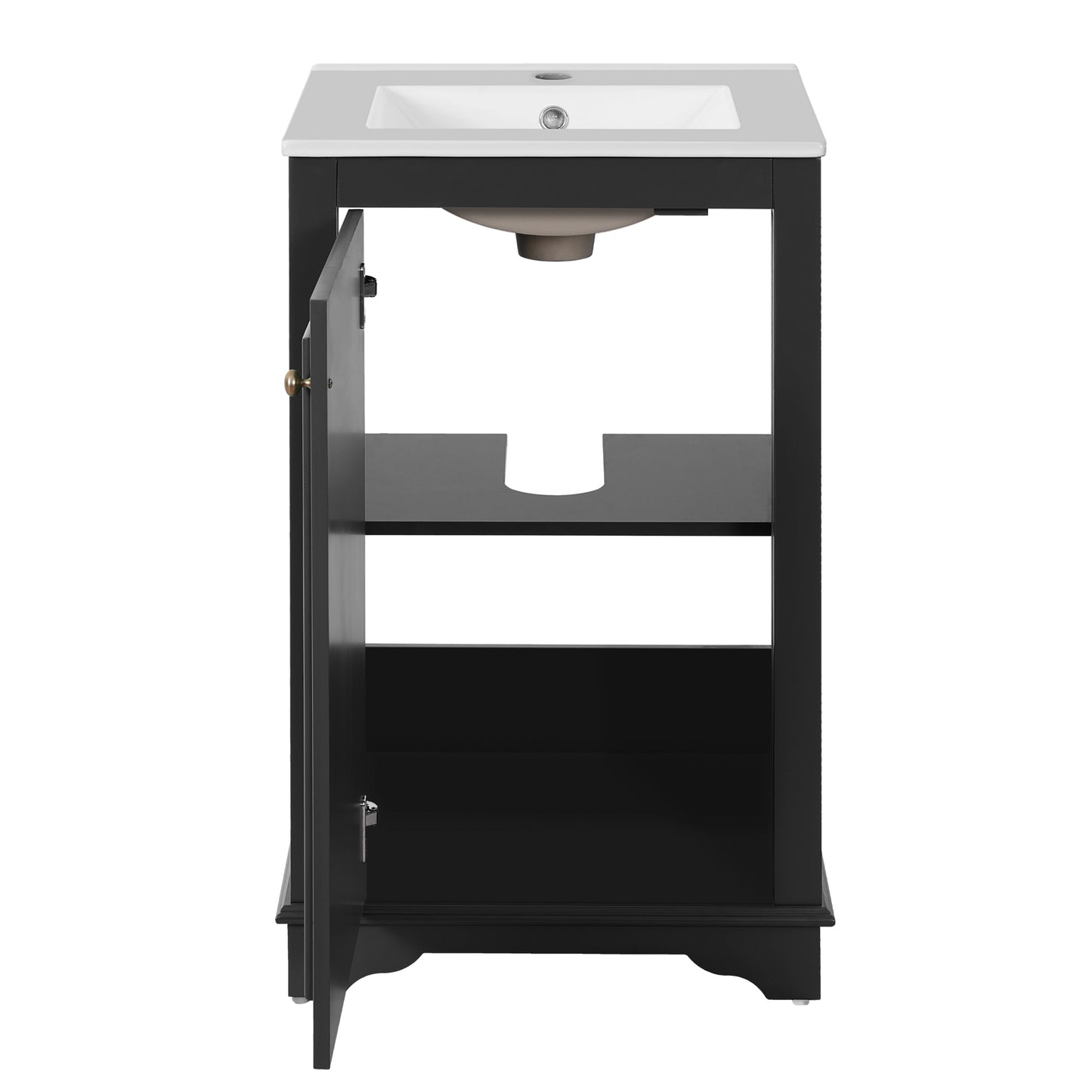 VanityFus 20.1-in Black Bathroom Vanity Undermount Single Sink Combo with 1 Soft Close with Ceramic Top Adjustable Shelves