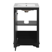 VanityFus 20.1-in Black Bathroom Vanity Undermount Single Sink Combo with 1 Soft Close with Ceramic Top Adjustable Shelves