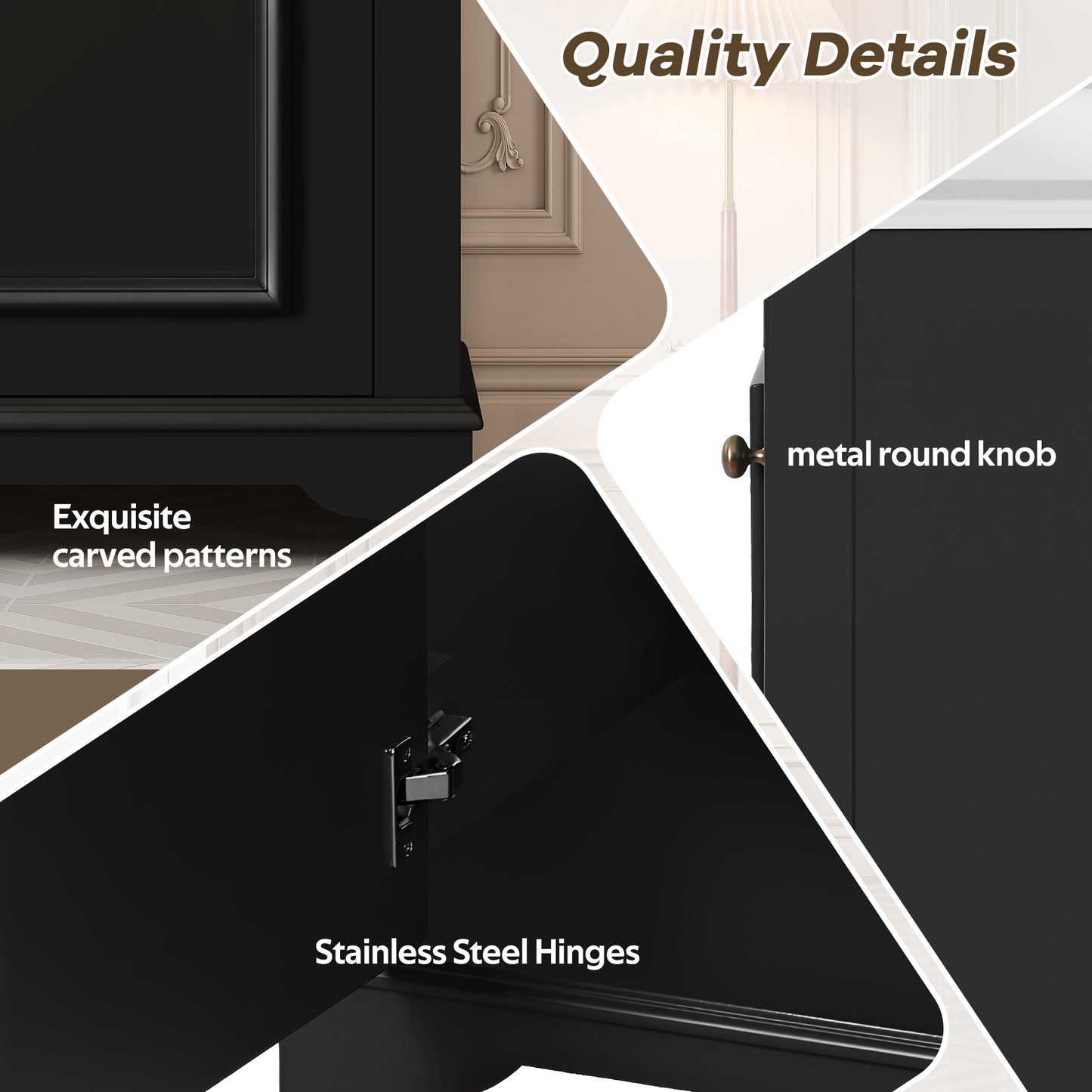 VanityFus 20.1-in Black Bathroom Vanity Undermount Single Sink Combo with 1 Soft Close with Ceramic Top Adjustable Shelves