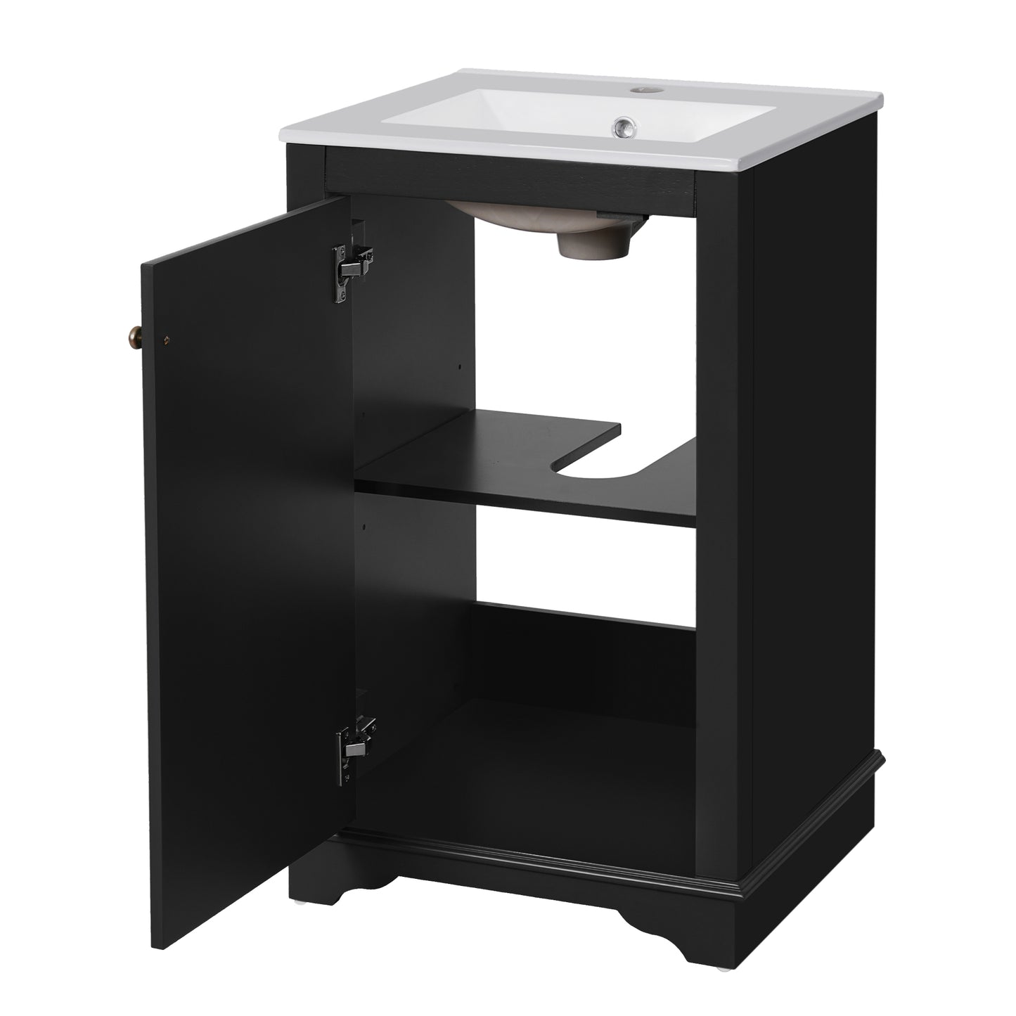 VanityFus 20.1-in Black Bathroom Vanity Undermount Single Sink Combo with 1 Soft Close with Ceramic Top Adjustable Shelves