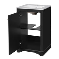 VanityFus 20.1-in Black Bathroom Vanity Undermount Single Sink Combo with 1 Soft Close with Ceramic Top Adjustable Shelves