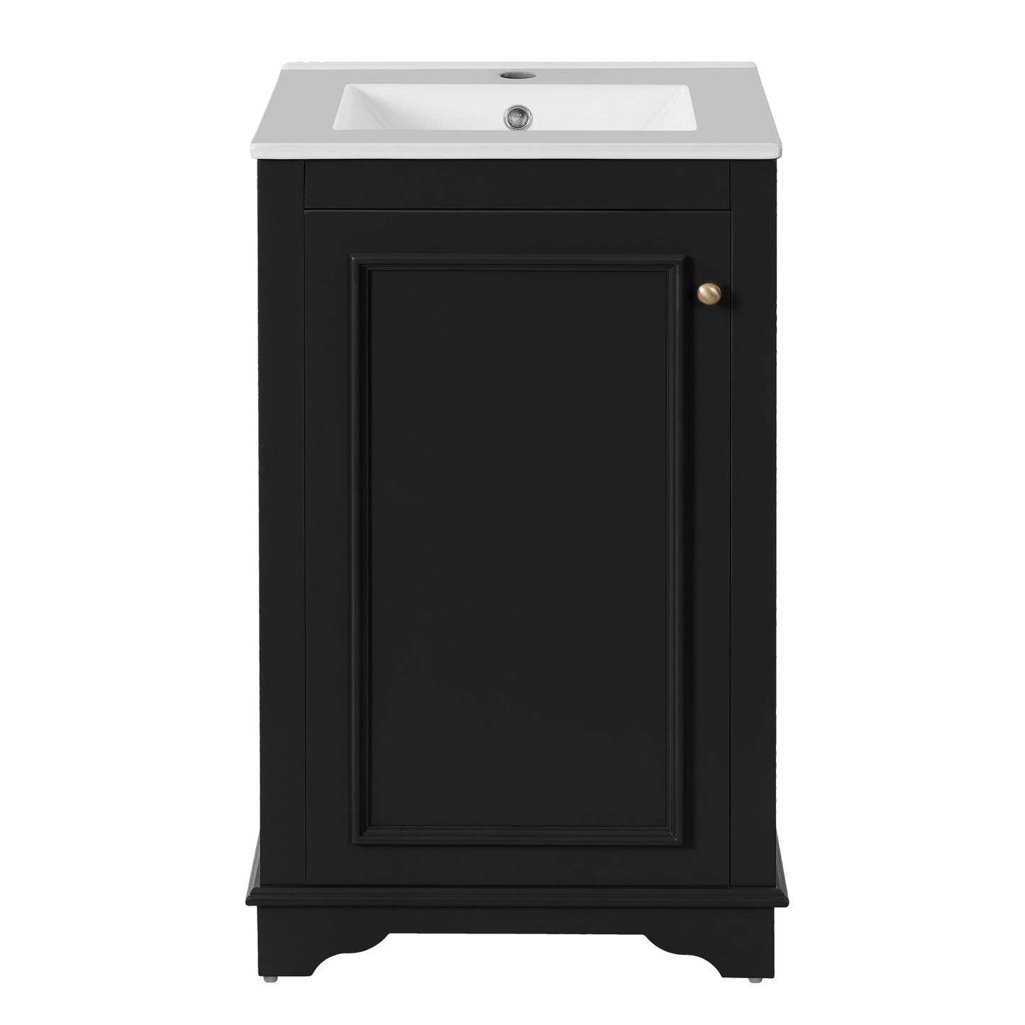 VanityFus 20.1-in Black Bathroom Vanity Undermount Single Sink Combo with 1 Soft Close with Ceramic Top Adjustable Shelves