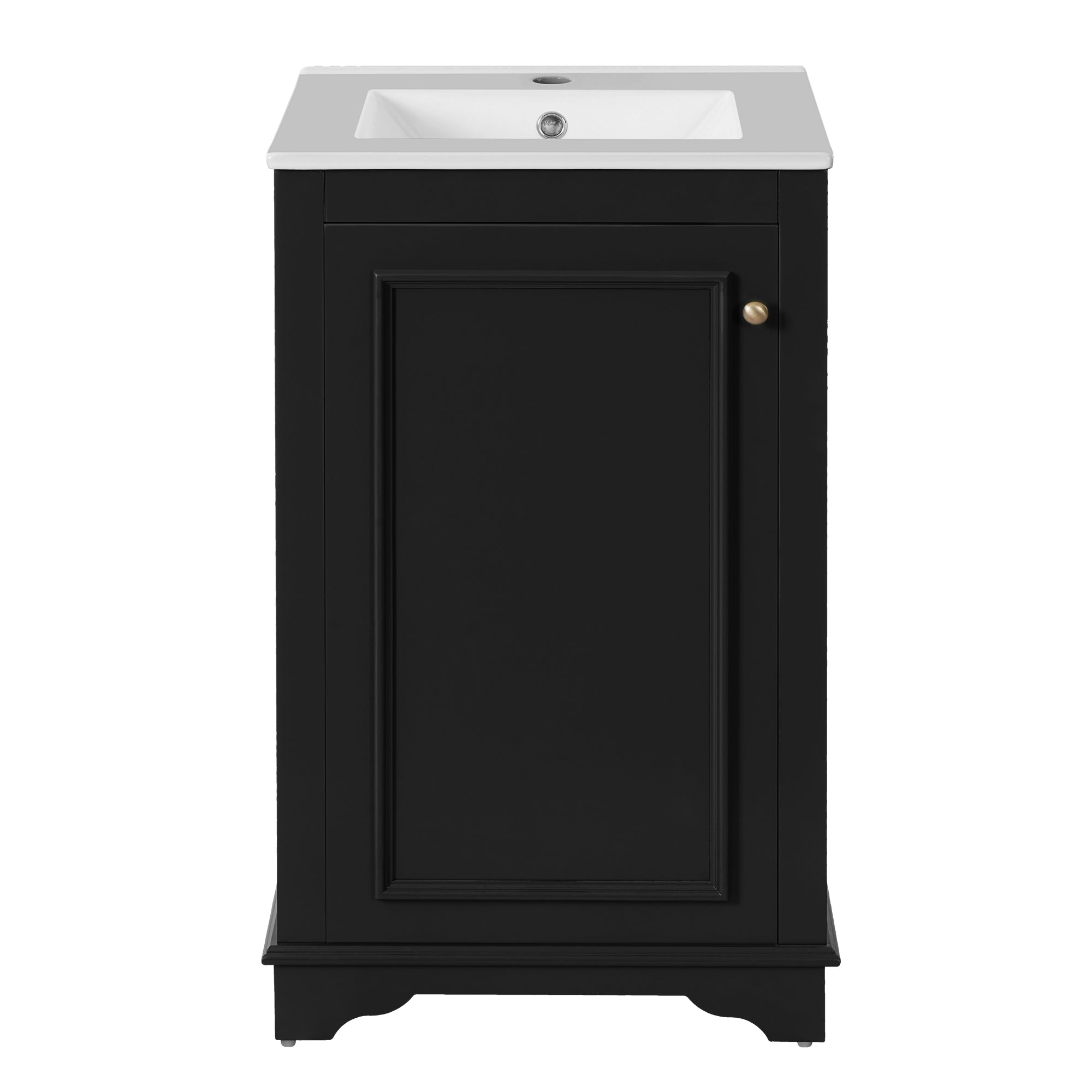 VanityFus 20.1-in Black Bathroom Vanity Undermount Single Sink Combo with 1 Soft Close with Ceramic Top Adjustable Shelves