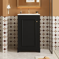 VanityFus 20.1-in Black Bathroom Vanity Undermount Single Sink Combo with 1 Soft Close with Ceramic Top Adjustable Shelves