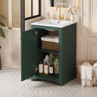 VanityFus 20.1-in Green Bathroom Vanity Undermount Single Sink Combo with 1 Soft Close with Ceramic Top Adjustable Shelves