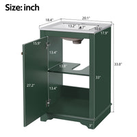 VanityFus 20.1-in Green Bathroom Vanity Undermount Single Sink Combo with 1 Soft Close with Ceramic Top Adjustable Shelves