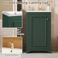 VanityFus 20.1-in Green Bathroom Vanity Undermount Single Sink Combo with 1 Soft Close with Ceramic Top Adjustable Shelves