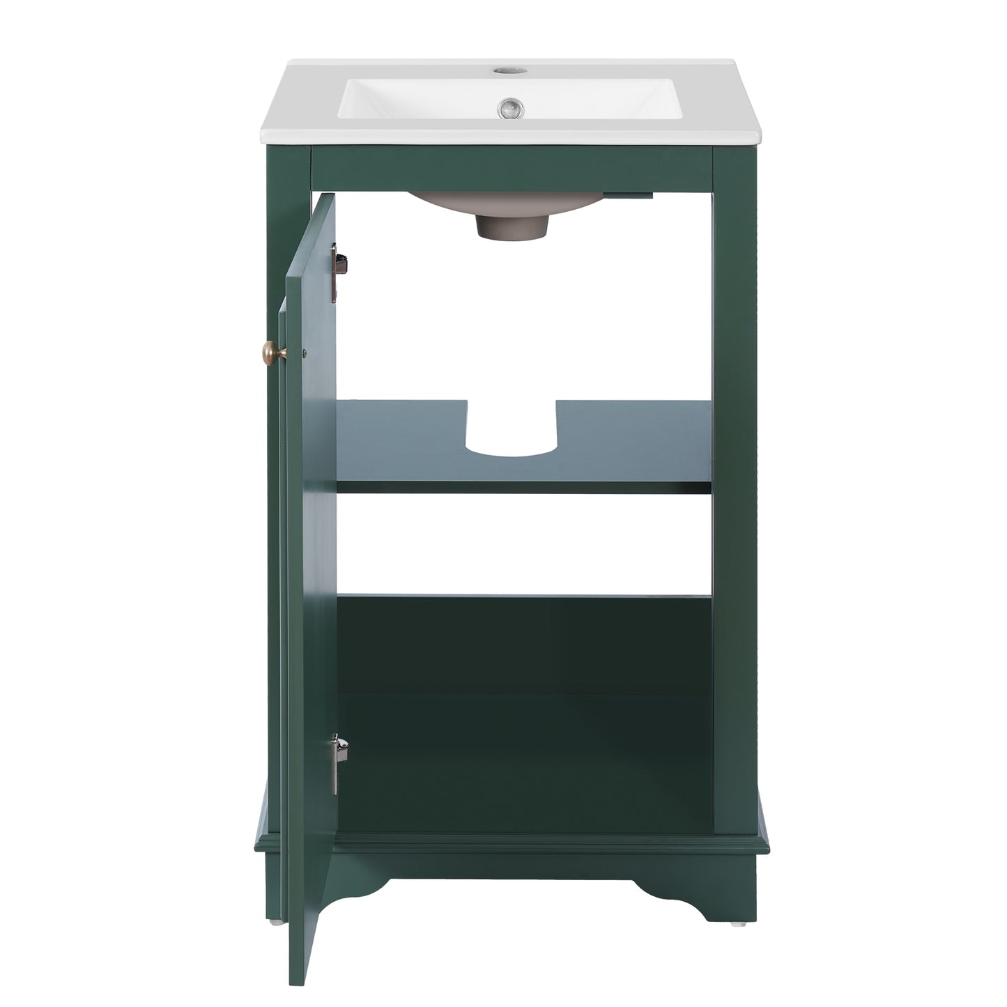 VanityFus 20.1-in Green Bathroom Vanity Undermount Single Sink Combo with 1 Soft Close with Ceramic Top Adjustable Shelves