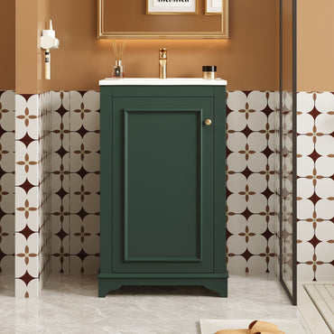 VanityFus 20.1-in Green Bathroom Vanity Undermount Single Sink Combo with 1 Soft Close with Ceramic Top Adjustable Shelves
