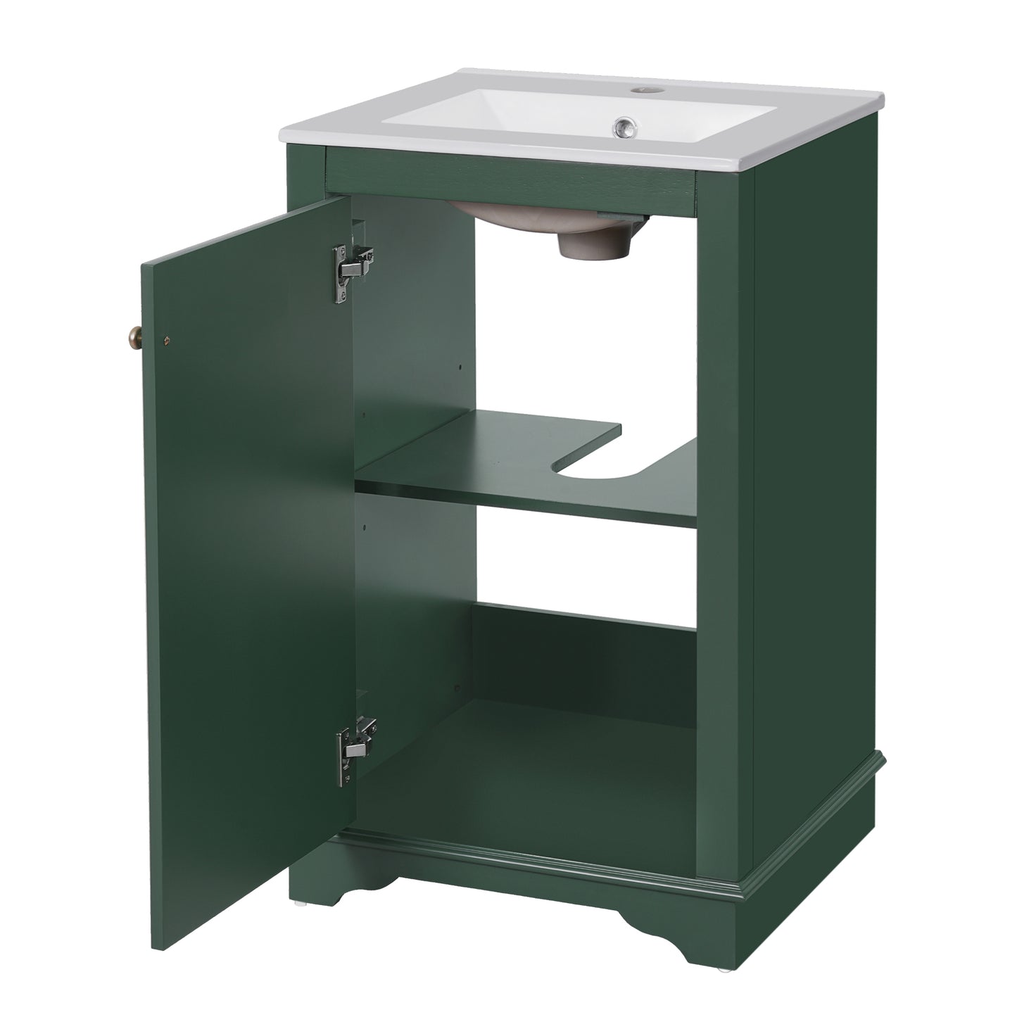 VanityFus 20.1-in Green Bathroom Vanity Undermount Single Sink Combo with 1 Soft Close with Ceramic Top Adjustable Shelves