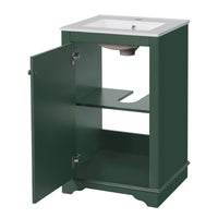 VanityFus 20.1-in Green Bathroom Vanity Undermount Single Sink Combo with 1 Soft Close with Ceramic Top Adjustable Shelves