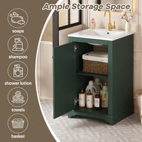 VanityFus 20.1-in Green Bathroom Vanity Undermount Single Sink Combo with 1 Soft Close with Ceramic Top Adjustable Shelves
