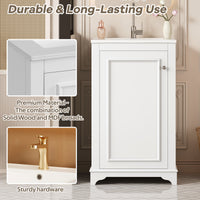 VanityFus 20.1-in White Bathroom Vanity Undermount Single Sink Combo with 1 Soft Close with Ceramic Top Adjustable Shelves