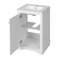 VanityFus 20.1-in White Bathroom Vanity Undermount Single Sink Combo with 1 Soft Close with Ceramic Top Adjustable Shelves