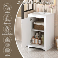 VanityFus 20.1-in White Bathroom Vanity Undermount Single Sink Combo with 1 Soft Close with Ceramic Top Adjustable Shelves