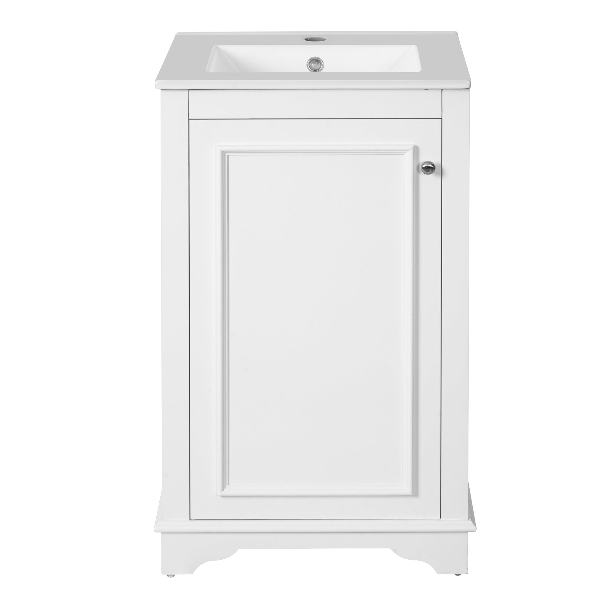 VanityFus 20.1-in White Bathroom Vanity Undermount Single Sink Combo with 1 Soft Close with Ceramic Top Adjustable Shelves
