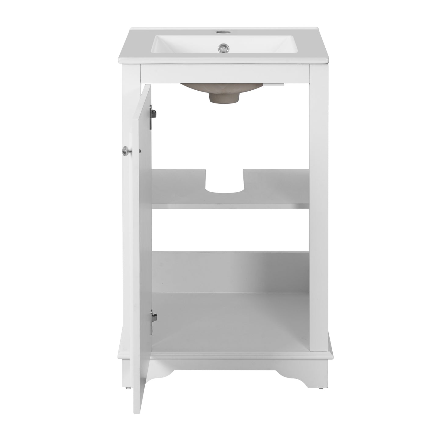 VanityFus 20.1-in White Bathroom Vanity Undermount Single Sink Combo with 1 Soft Close with Ceramic Top Adjustable Shelves