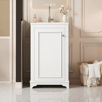 VanityFus 20.1-in White Bathroom Vanity Undermount Single Sink Combo with 1 Soft Close with Ceramic Top Adjustable Shelves