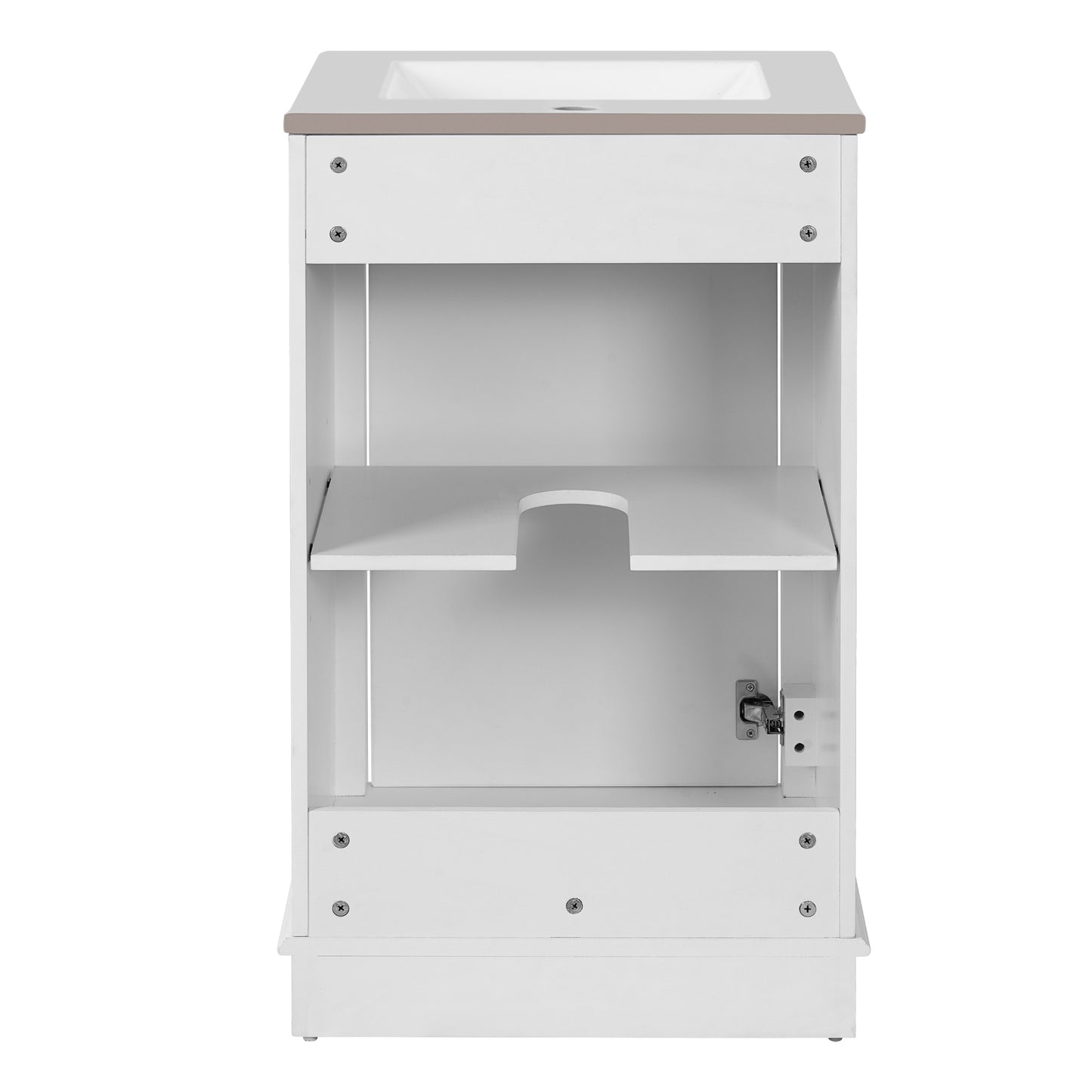 VanityFus 20.1-in White Bathroom Vanity Undermount Single Sink Combo with 1 Soft Close with Ceramic Top Adjustable Shelves