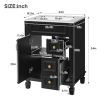 VanityFus 24-in Black Bathroom Vanity Undermount Single Sink Combo with Ceramic Top 1 Soft Close Door 2 Drawers Adjustable Shelves