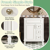 VanityFus 24-in White Bathroom Vanity Undermount Single Sink Combo with Ceramic Top 1 Soft Close Door 2 Drawers Adjustable Shelves