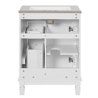 VanityFus 24-in White Bathroom Vanity Undermount Single Sink Combo with Ceramic Top 1 Soft Close Door 2 Drawers Adjustable Shelves