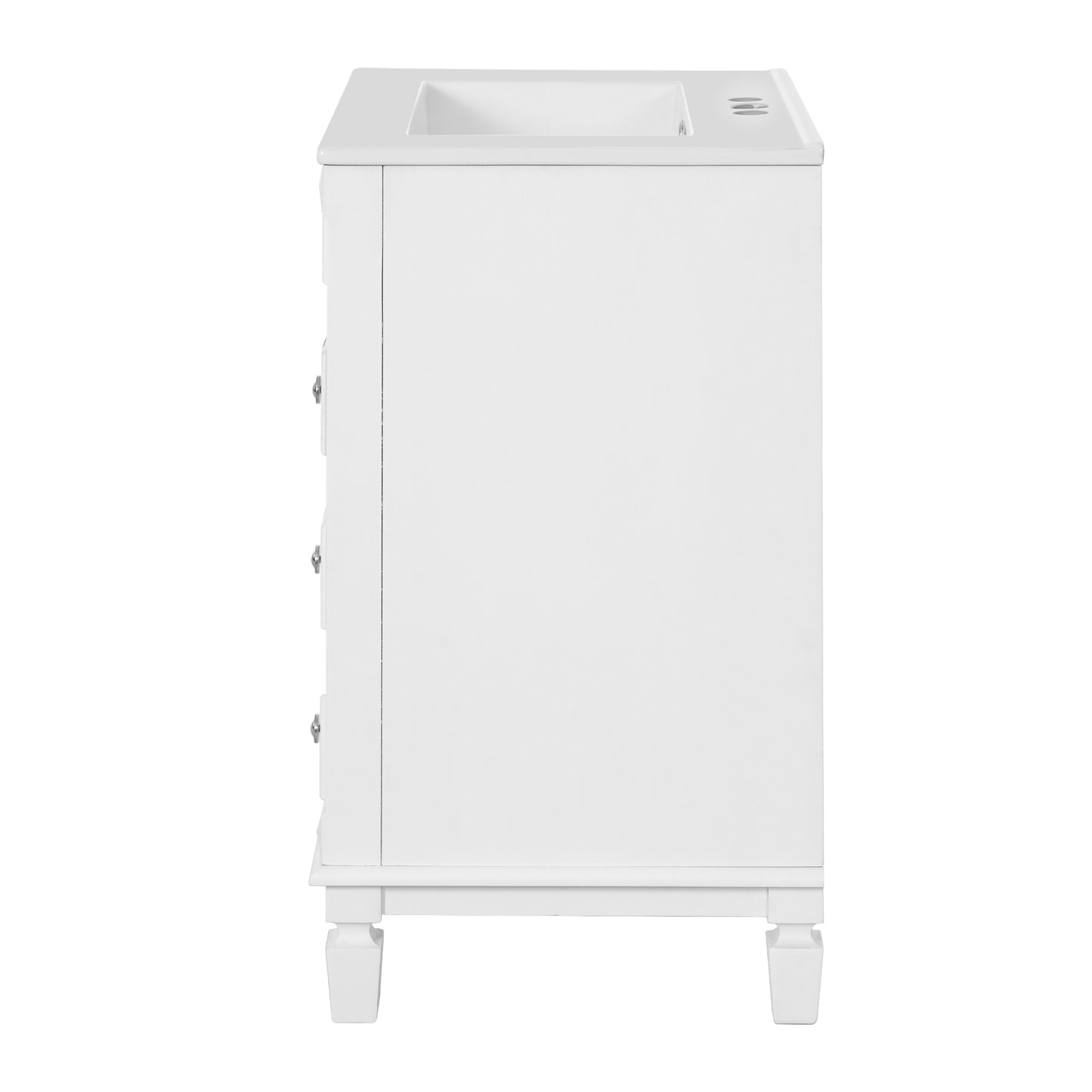VanityFus 24-in White Bathroom Vanity Undermount Single Sink Combo with Ceramic Top 1 Soft Close Door 2 Drawers Adjustable Shelves