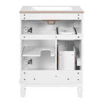 VanityFus 24-in White Bathroom Vanity Undermount Single Sink Combo with 1 Soft Close with Ceramic Top 2 Drawers Adjustable Shelves