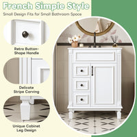 VanityFus 24-in White Bathroom Vanity Undermount Single Sink Combo with 1 Soft Close with Ceramic Top 2 Drawers Adjustable Shelves